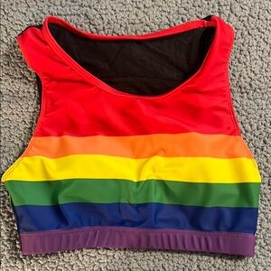 Oiselle Multicolor Striped Crop Top